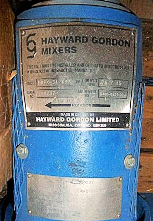 Unused Hayward Gordon Model Hrfx-34-437 Carbon Attrition Tank Agitator)